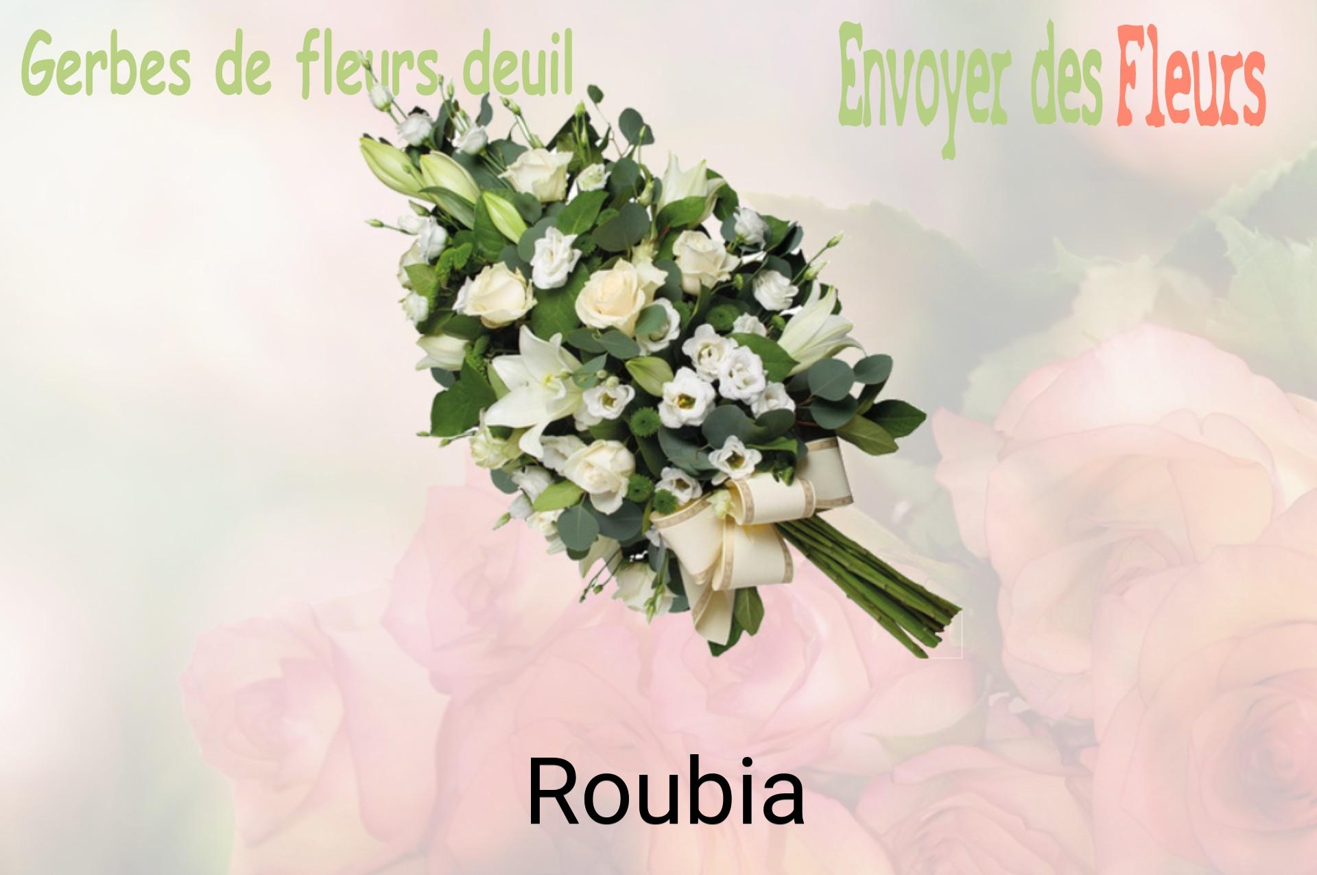 Gerbe de fleurs de deuil livrée à Roubia